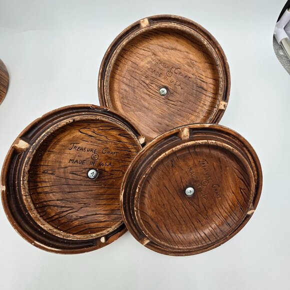 Vintage Treasure Craft US Canister Set - Flour Coffee Tea - Wood Look Ceramic wi - Picture 7 of 14